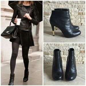 Anthropologie Black Leather Ankle Boots (Booties)